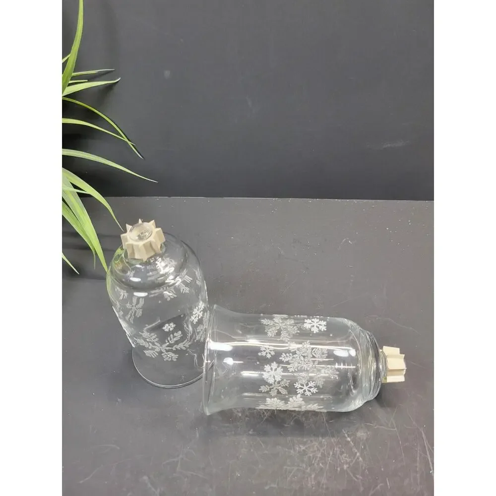 Vintage Homco Snowflake Glass Peg Votive Cups Set of 2 Home Interiors Christmas